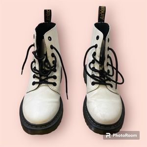 White Dr. Martens 1460 Women’s Leather Lace Up Boots